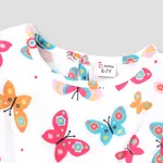 2Pcs Kid Girl Ruffled Short-sleeve Cardigan and Butterfly/Floral Print Tank Dress Set  image 5