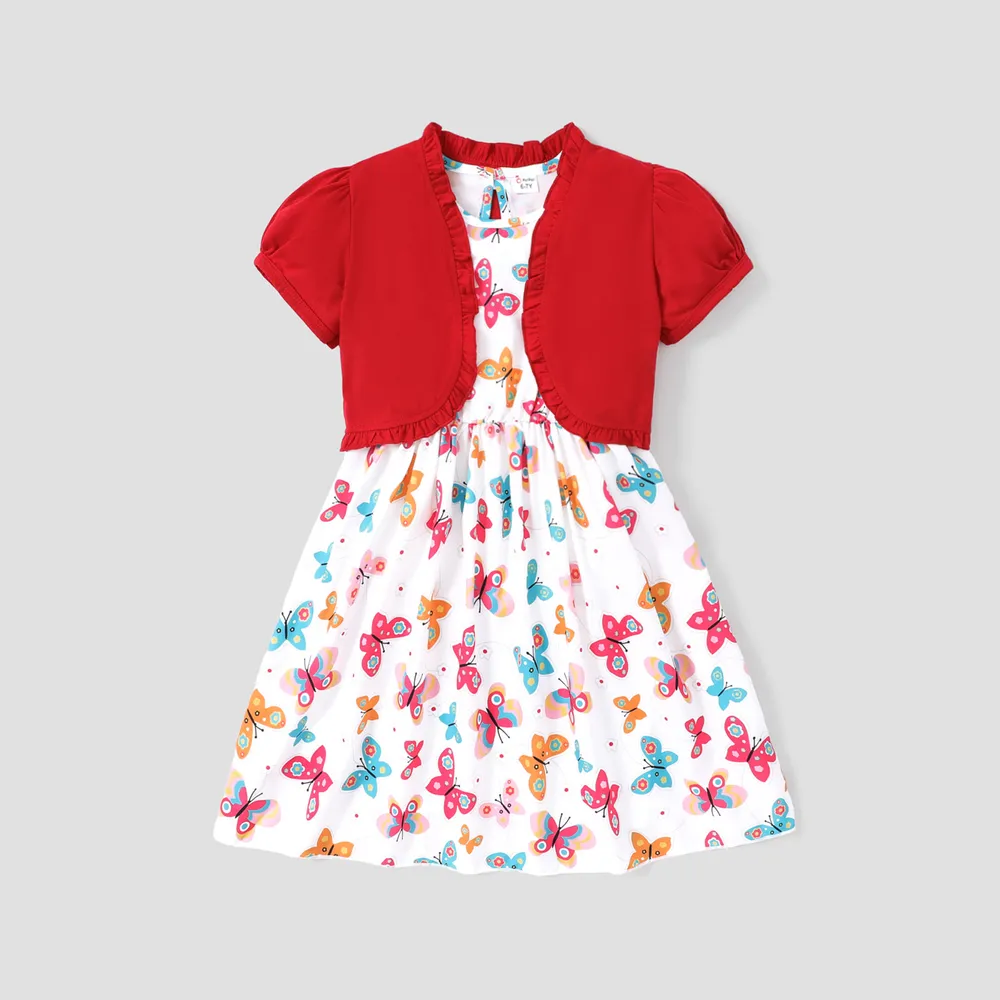 2 pezzi Bambini Vestito con gonna Ragazza Orlo a lattuga A tema animali big image 2