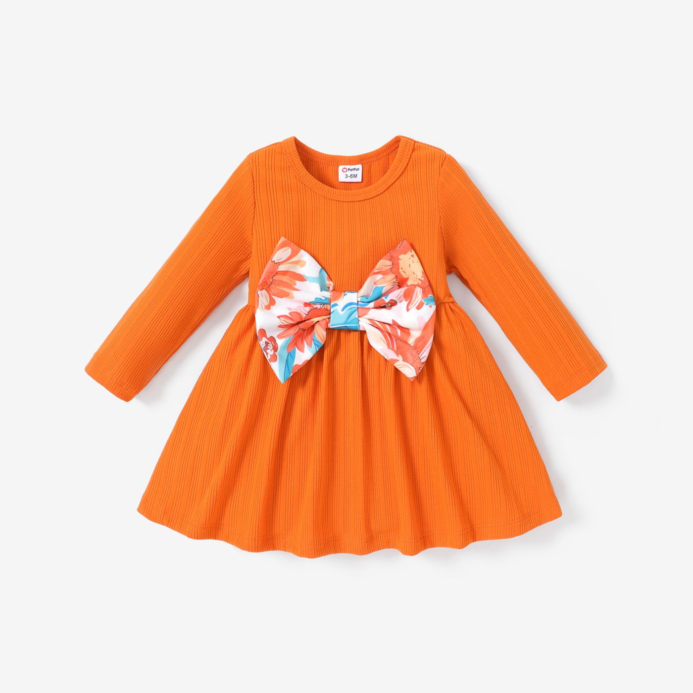 1 Pc Baby Girl Couleur Unie Et Allover Sunflower Print Bowknot Robe