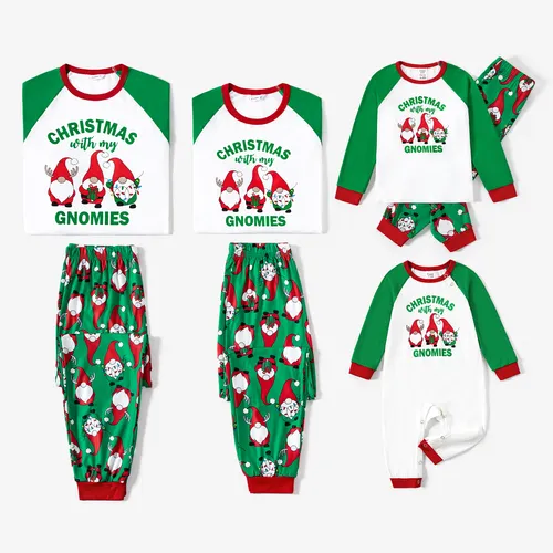 Christmas Family Matching Gnomies Print Long-sleeve Pajamas Sets(Flame resistant)