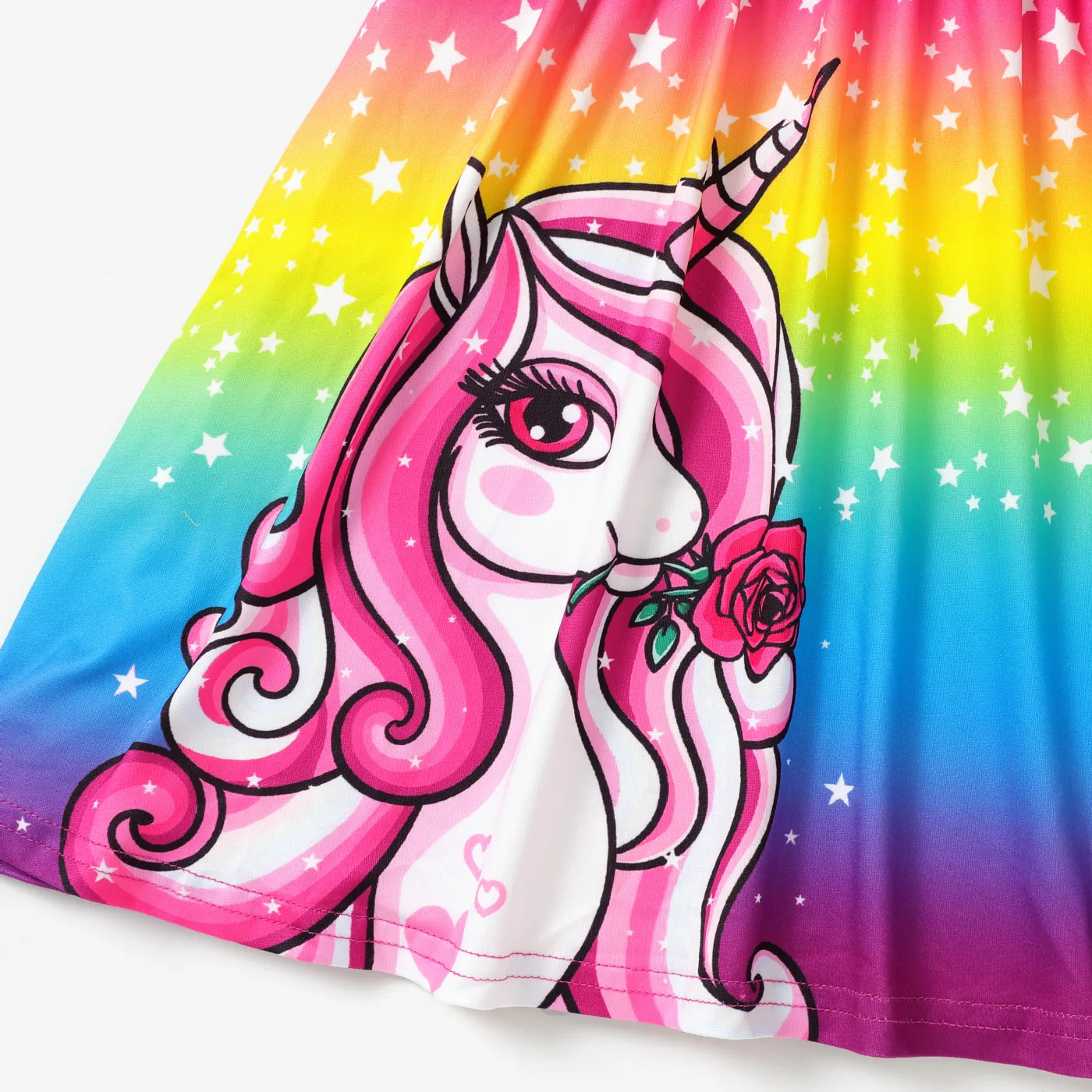 Kid Girl Unicorn Star Print Colorblock Slip Dress  image 5