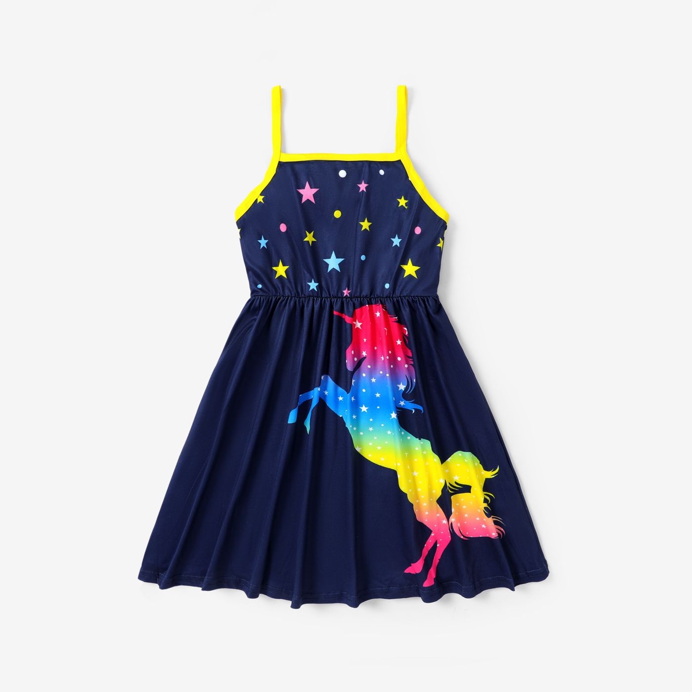 Robe Nuisette Colorblock Imprimé étoiles Licorne Enfant Fille
