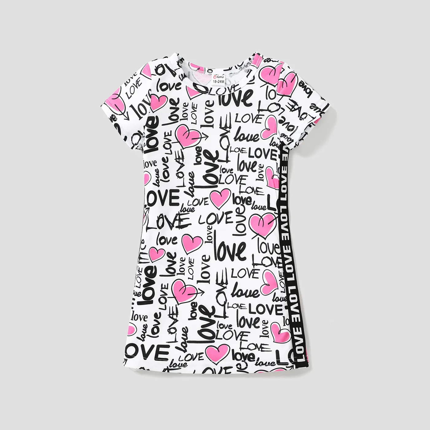 Toddler Girl Letter Heart Print Short-sleeve Dress  image 1