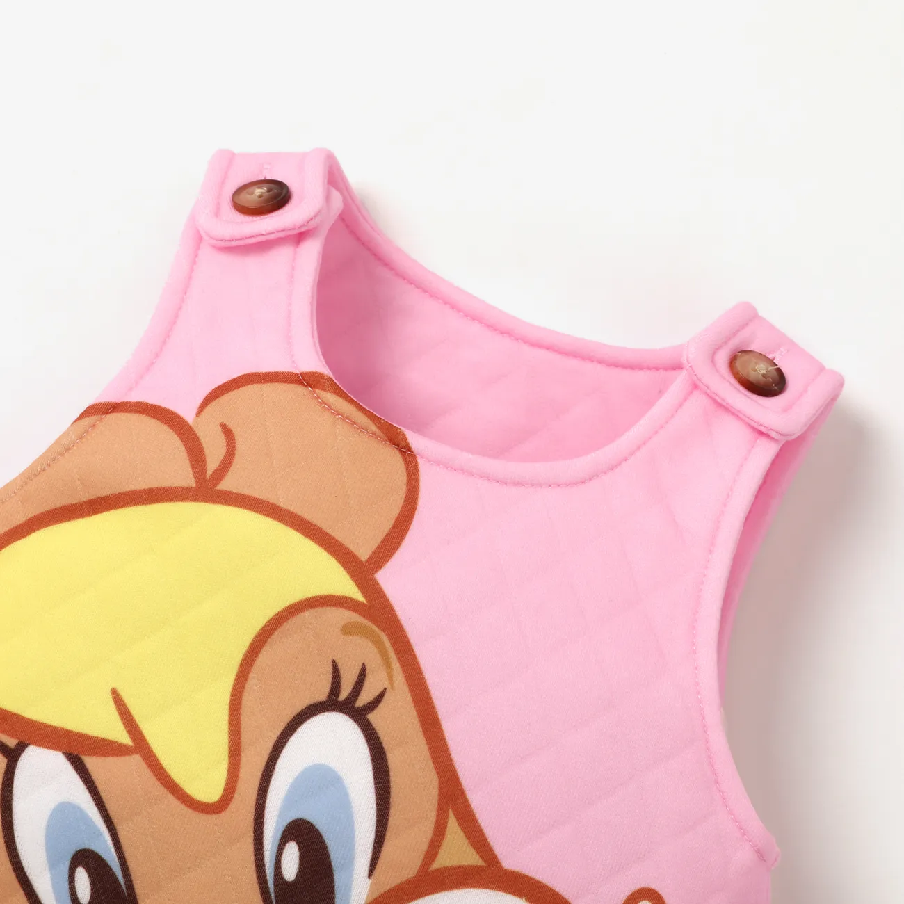 Looney Tunes 嬰兒 中性 鈕扣 童趣 長袖 嬰兒套裝 淺粉 big image 1