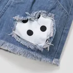 2pcs Toddler Girl Trendy Denim Patchwork Shorts and Polka dots Camisole Set  image 3