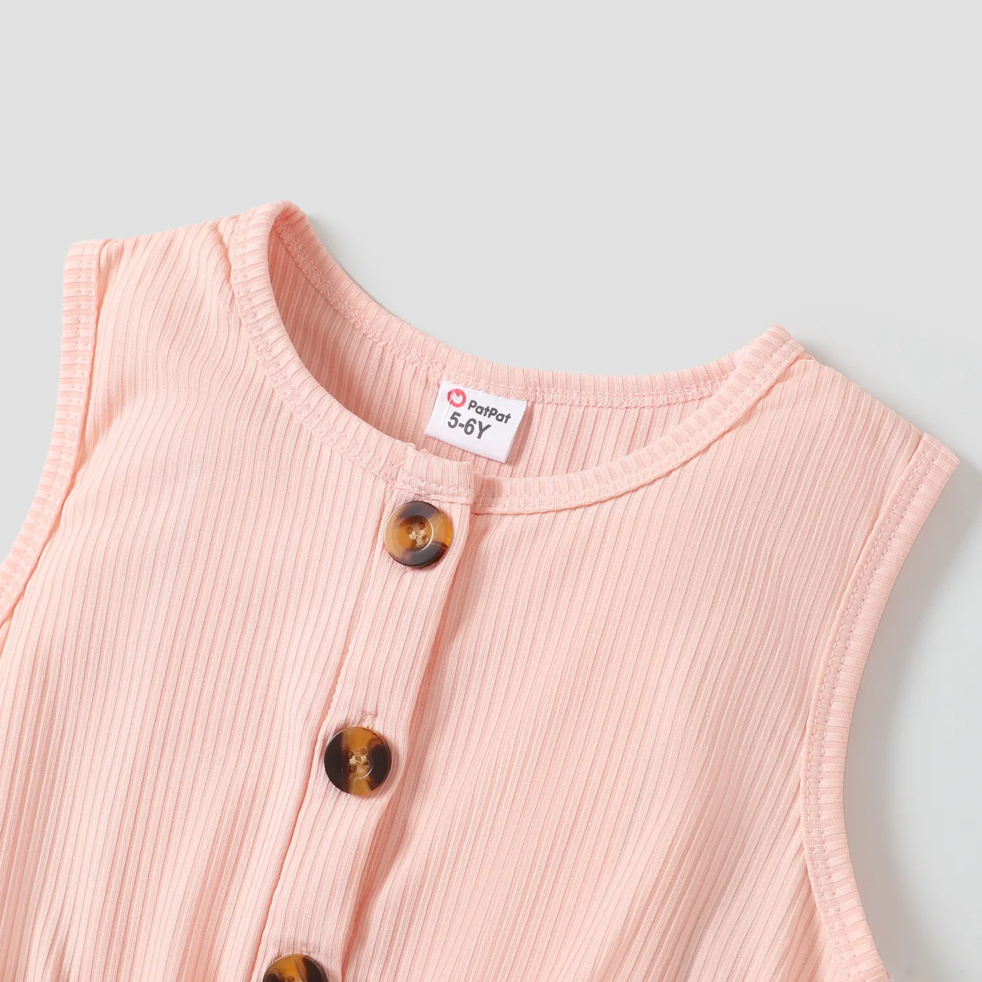 Kid Girl Floral Print Button Design Sleeveless Rompers  image 4