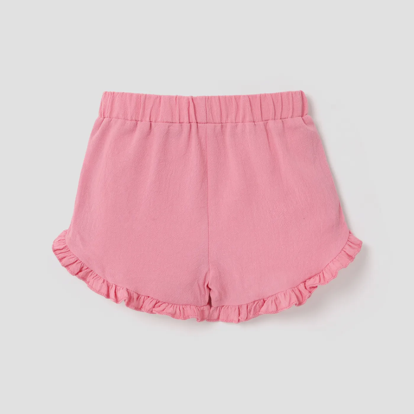 Toddler Girl 100% Cotton Ruffle Hem Solid Shorts Pink image 4