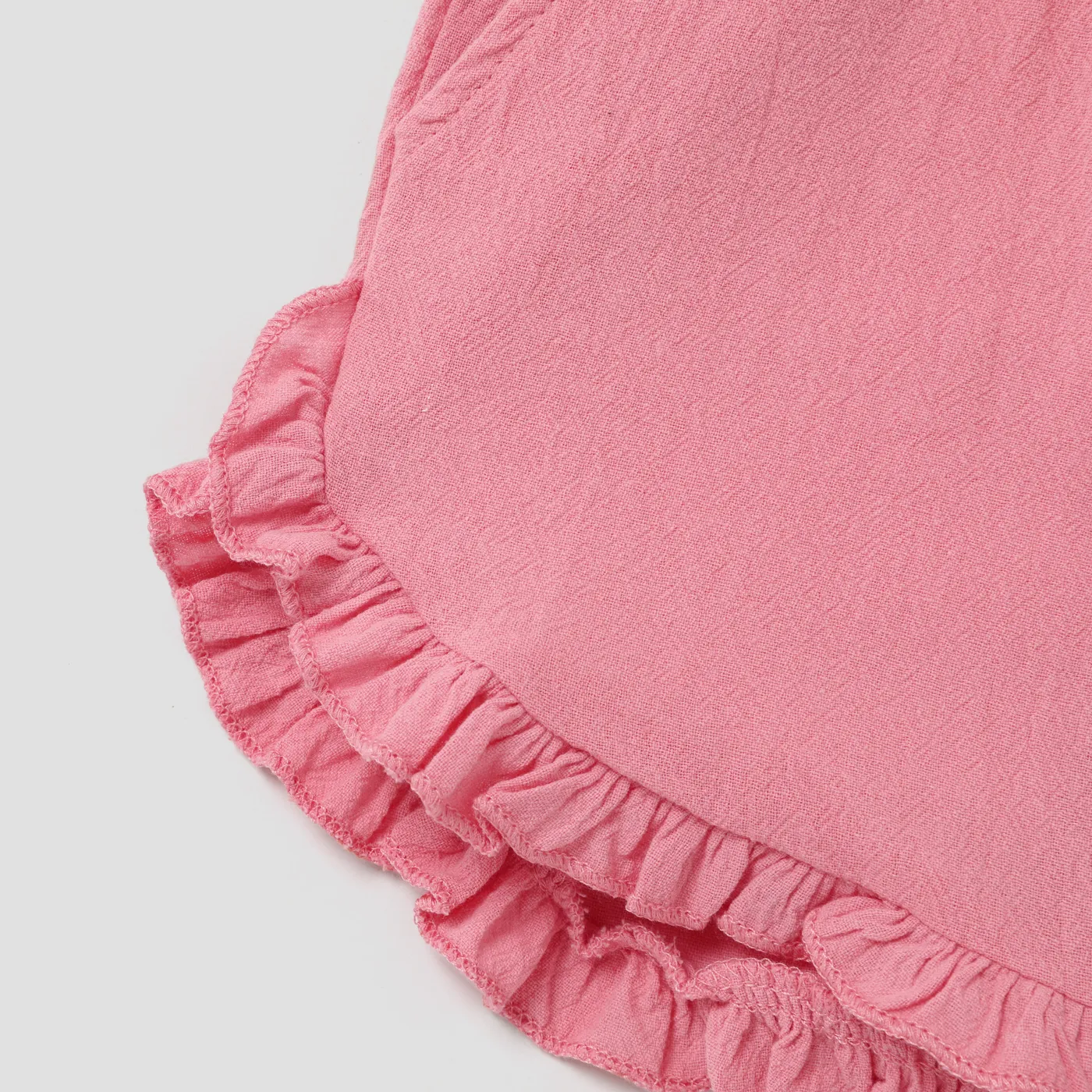 Toddler Girl 100% Cotton Ruffle Hem Solid Shorts Pink image 3