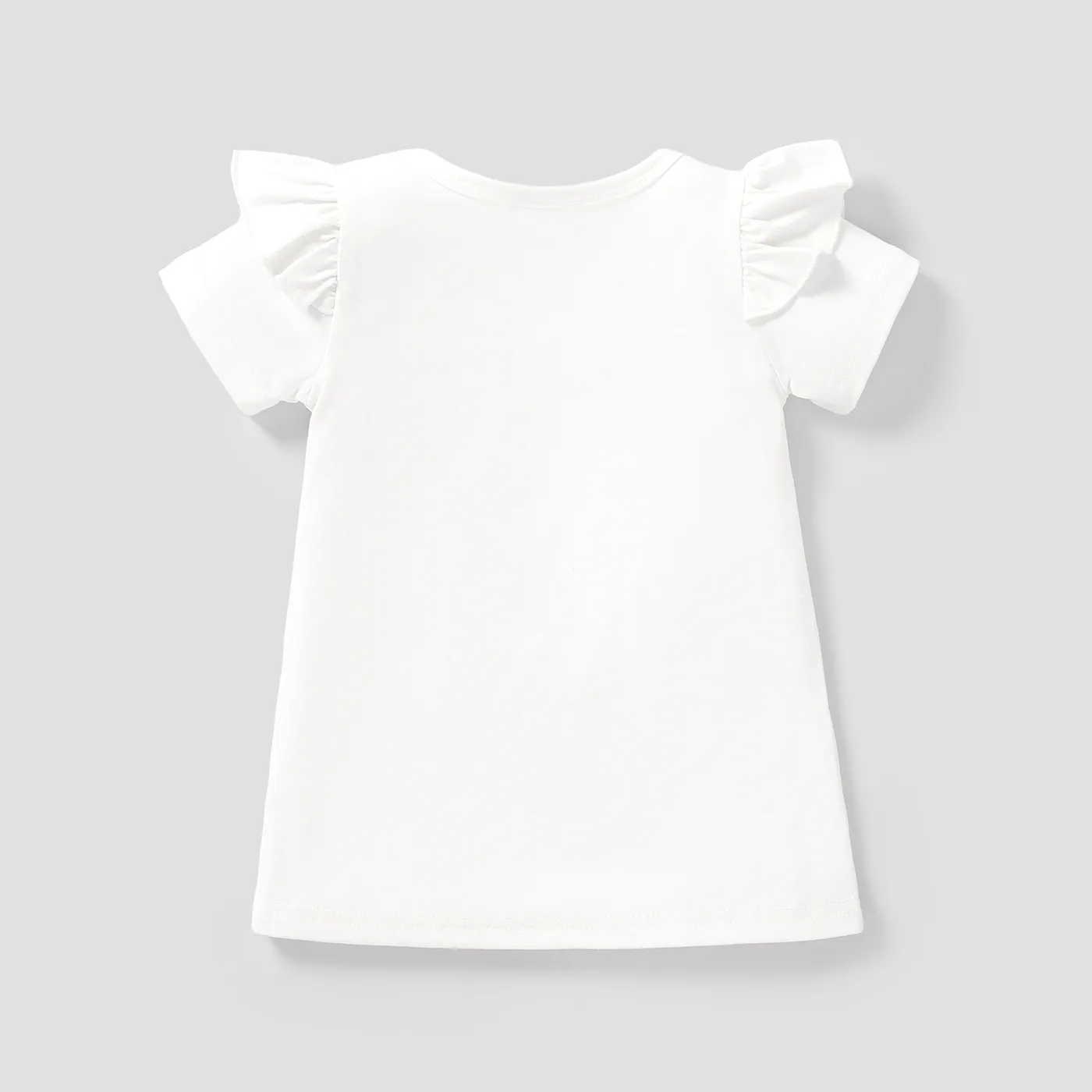 Baby Girl Rabbit Print Flutter-sleeve T-shirt Dress OffWhite image 2