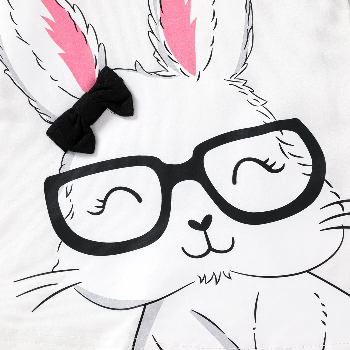 Baby Girl Rabbit Print Flutter-sleeve T-shirt Dress OffWhite image 3