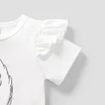 Baby Girl Rabbit Print Flutter-sleeve T-shirt Dress OffWhite image 4