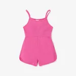Toddler Girl Solid Color Ribbed Cotton Slip Rompers Hot Pink