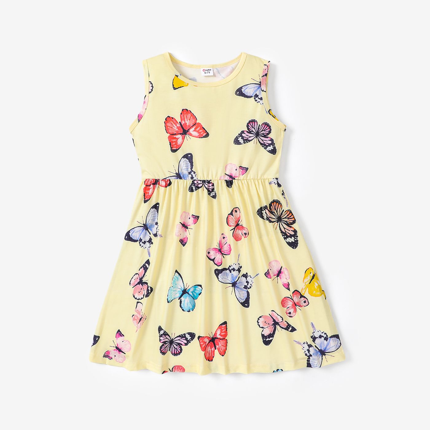 Easter Kid Girl Bunny Butterfly Print Sleeveless Dress