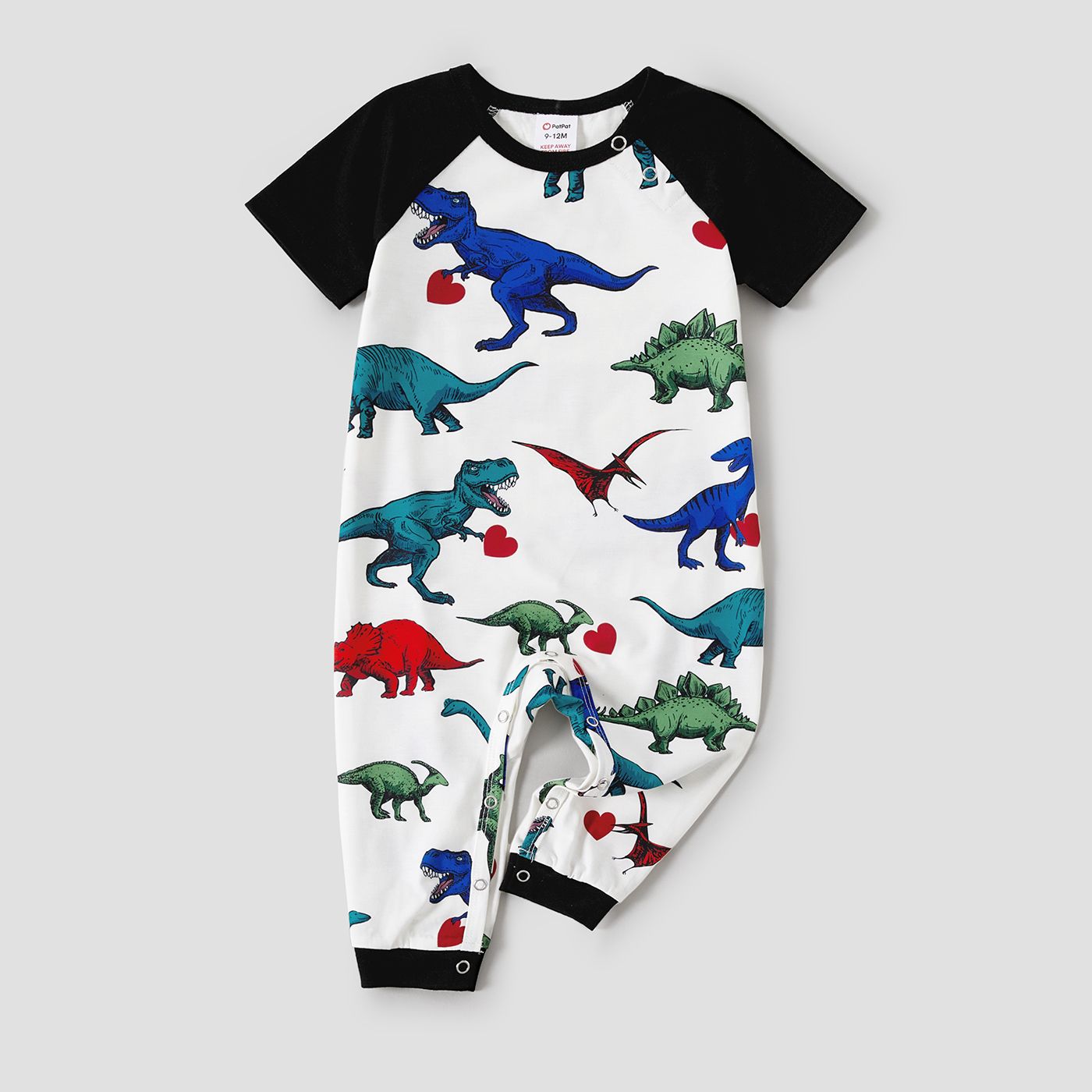 Valentine's Day Family Matching Childlike Dinosaur & Letters Print Short-sleeve Pajamas Sets(Flame Resistant)