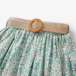 2pcs Kid Girl Off-Shoulder Smocked Top and Belted Skirt Set Mint Green image 5