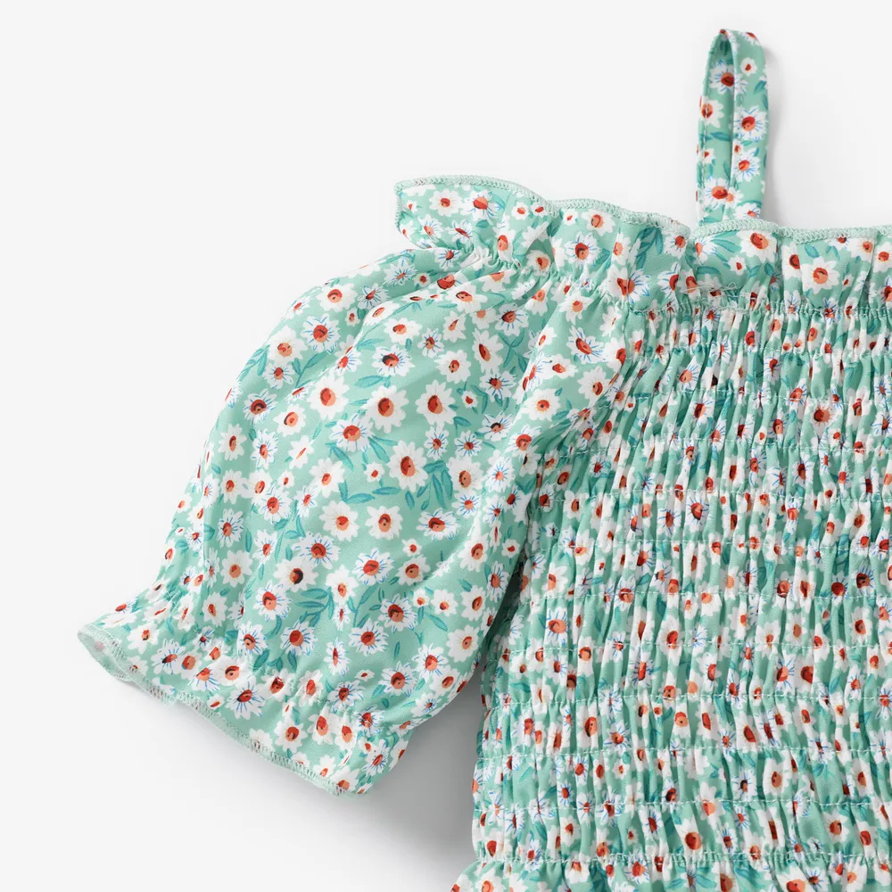 3 pezzi Bambini Vestito con gonna Ragazza Punto smock Piante e fiori big image 4