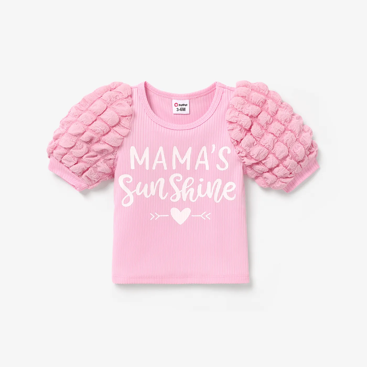 Bebé Menina Costuras de tecido Bonito Manga curta T-shirts Rosa
