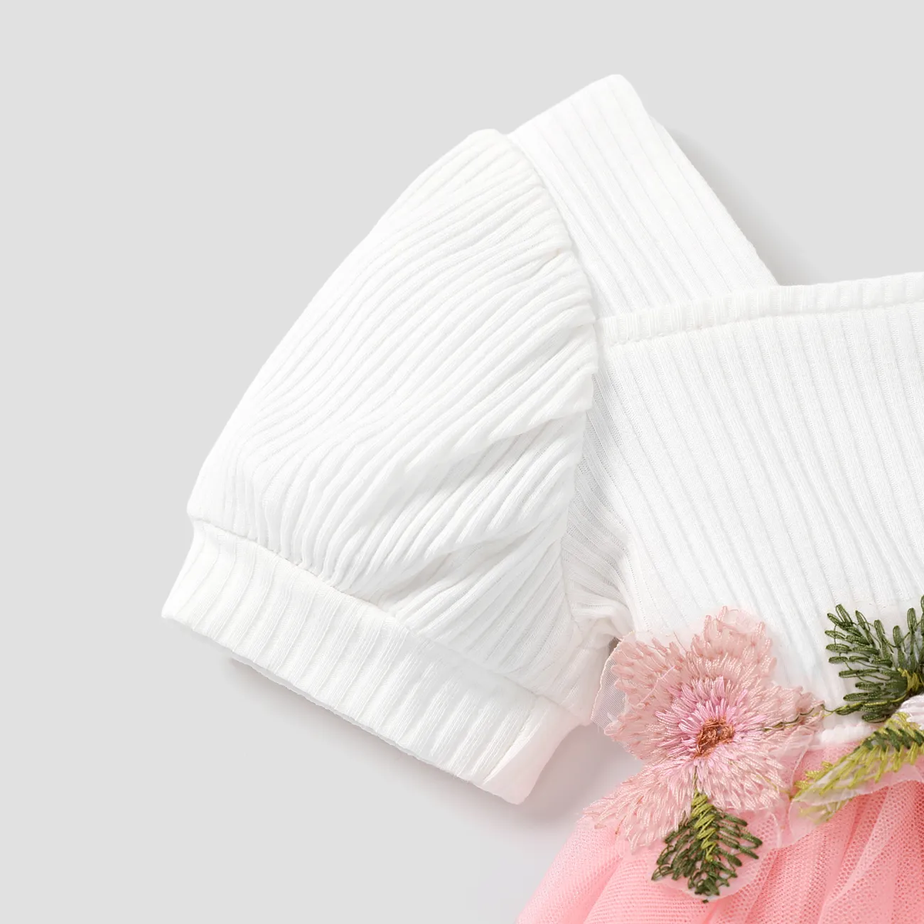 Bébé Couture de tissus Fleurs et plantes tropicales Doux Manches courtes Robe Rose big image 1
