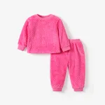 2pcs Baby Boy Casual Holiday Style Long Sleeves Set  Hot Pink
