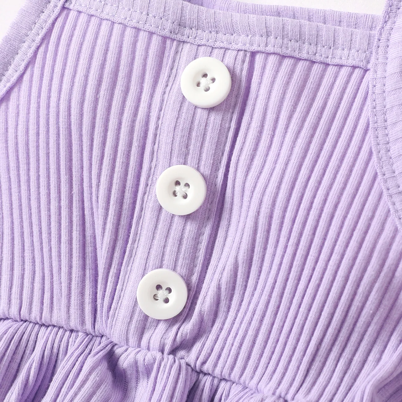 3 unidades Bebé Chica Borde de cuerno Rosa Dulce Camiseta sin mangas Conjuntos de bebé Púrpura big image 1