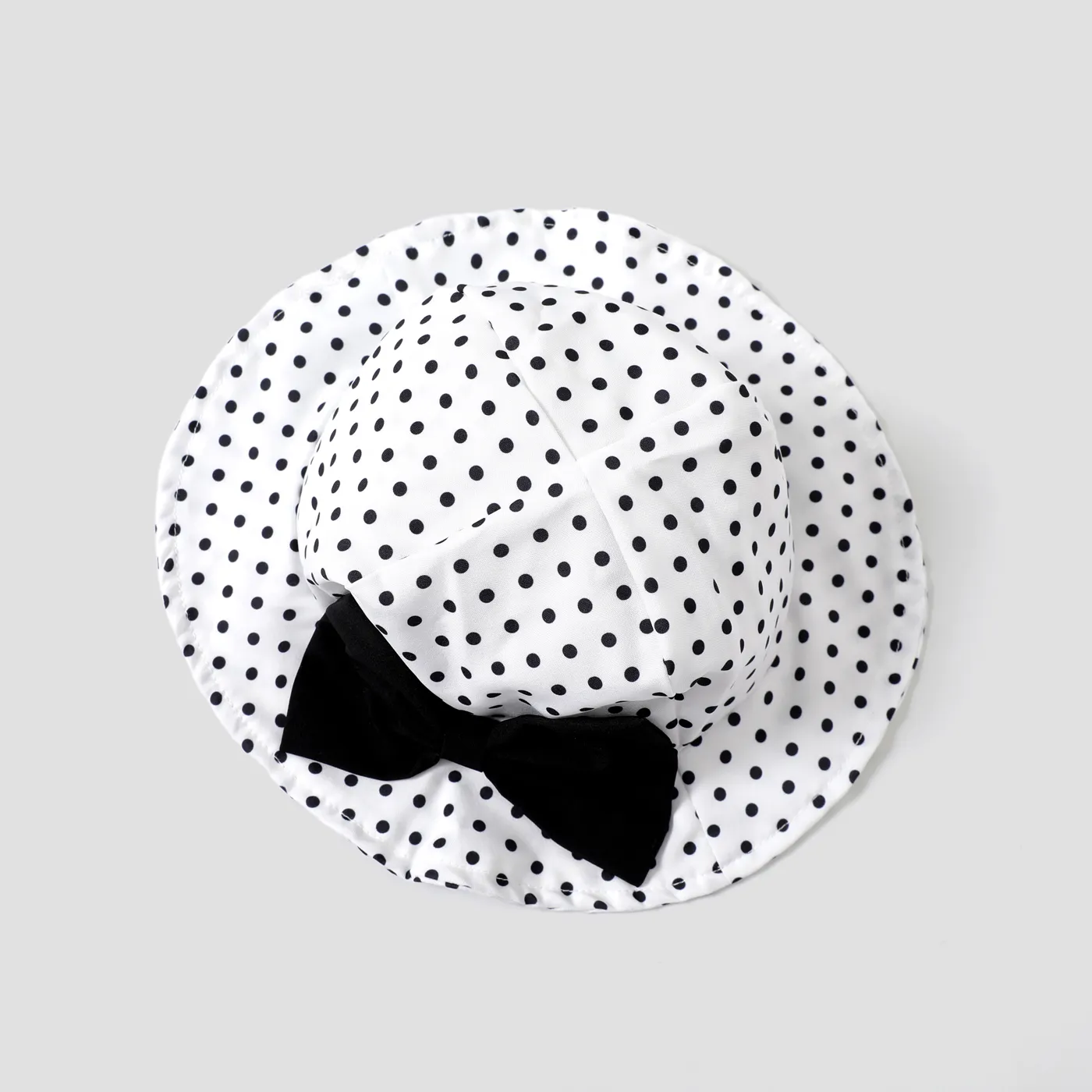 3pcs Baby Girl Lace Top and Allover Polka Dots Bow Decor Skirt and Hat Set Black image 6