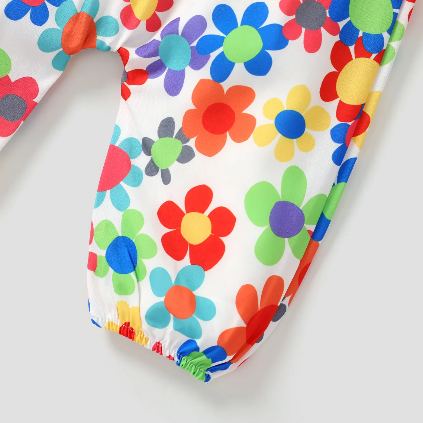 Baby Girl All Over Colorful Floral Print Spaghetti Strap Jumpsuit  image 3