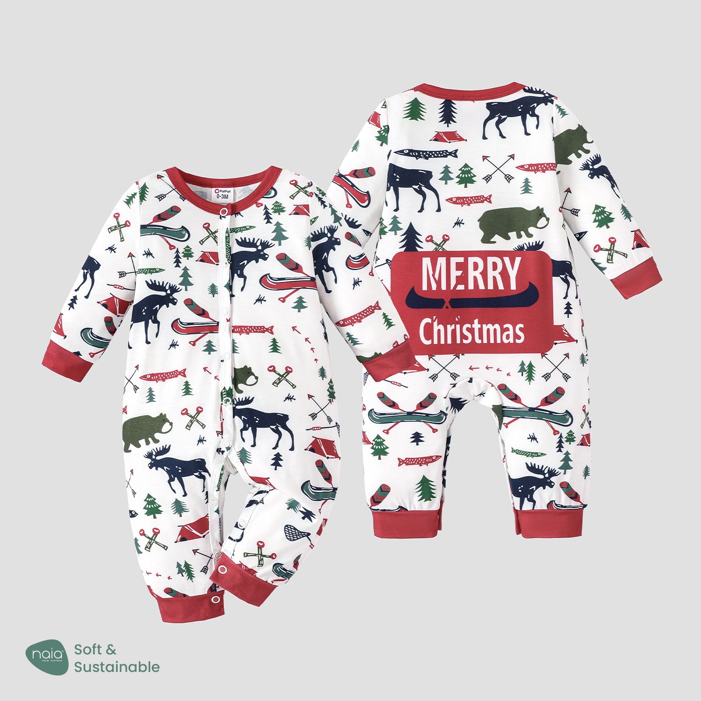 Baby Girl/Boy Naia Christmas Childlike Trendy Long Sleeve Jumpsuit