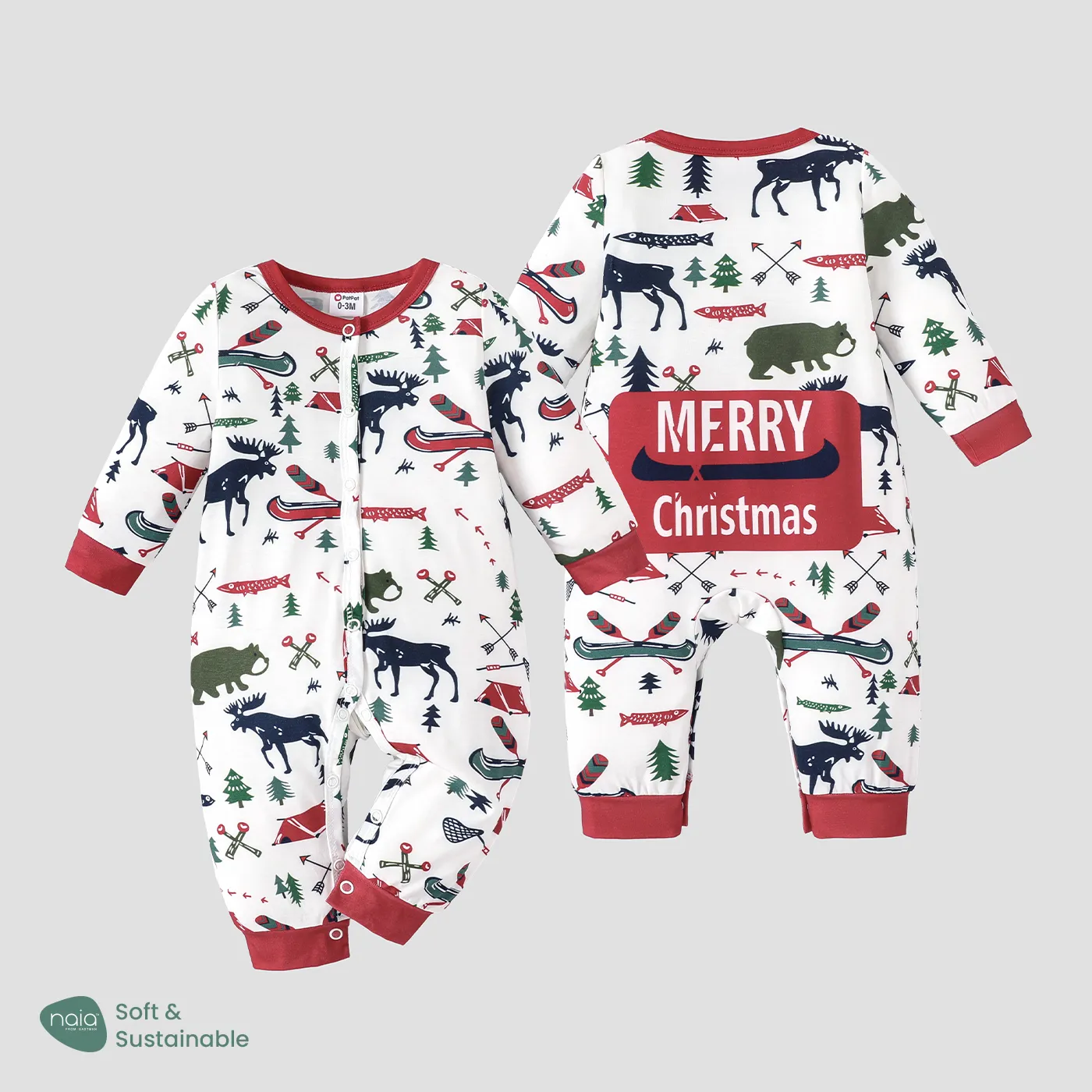 Baby Girl/Boy Naia Christmas Childlike Trendy Long Sleeve Jumpsuit