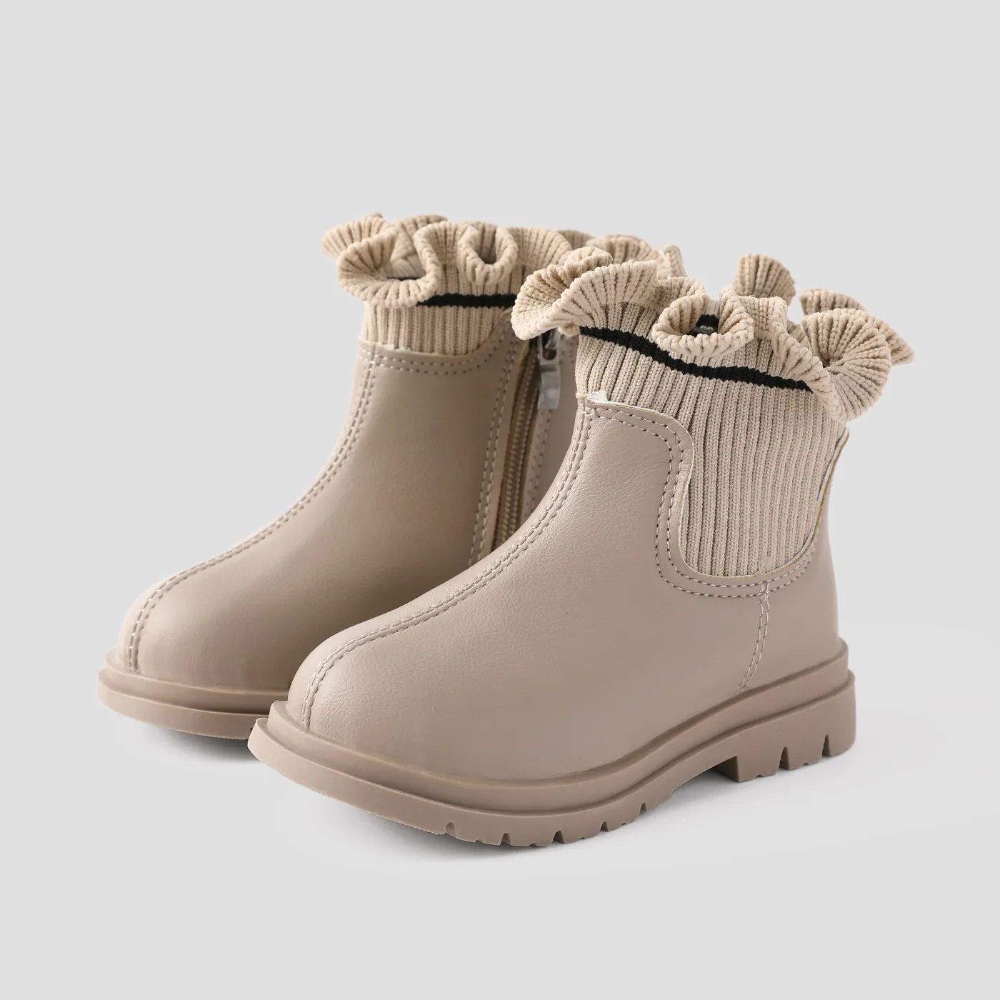 Toddler and Kid Girls Pretty Agaric Edged Fabric Splicing Boots