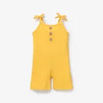 Baby Girl Solid Cotton Ribbed Cami Jumpsuit BrightYellow