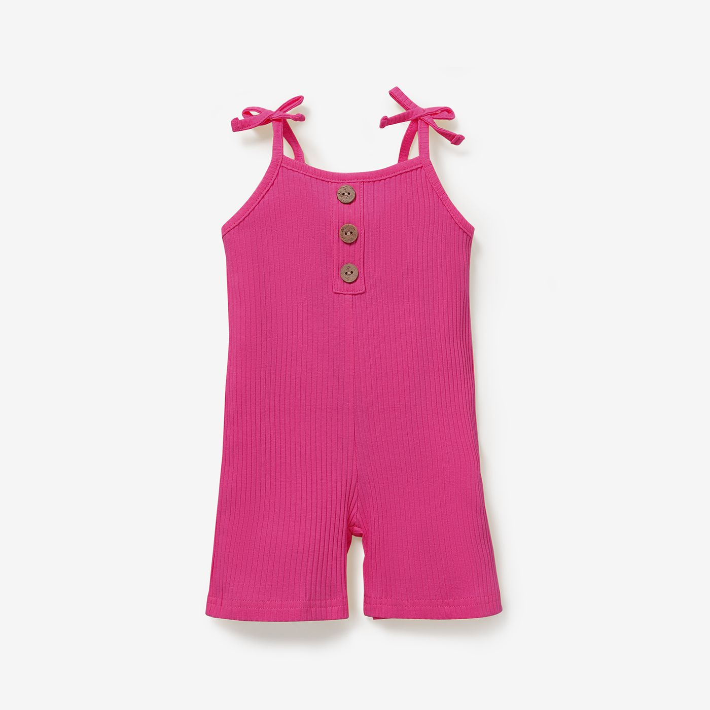 Baby Girl Solid Cotton Ribbed Cami Jumpsuit