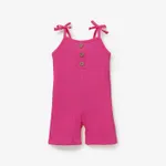Baby Girl Solid Cotton Ribbed Cami Jumpsuit Hot Pink