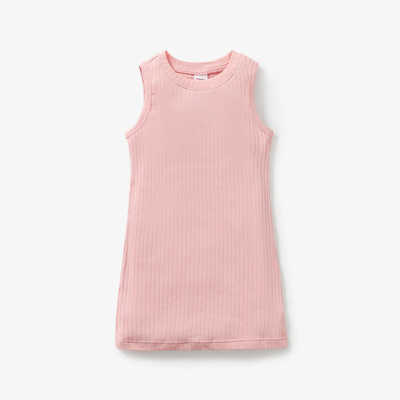 Toddler Girl Solid Color Ribbed Sleeveless Cotton Dress Pink big image 1
