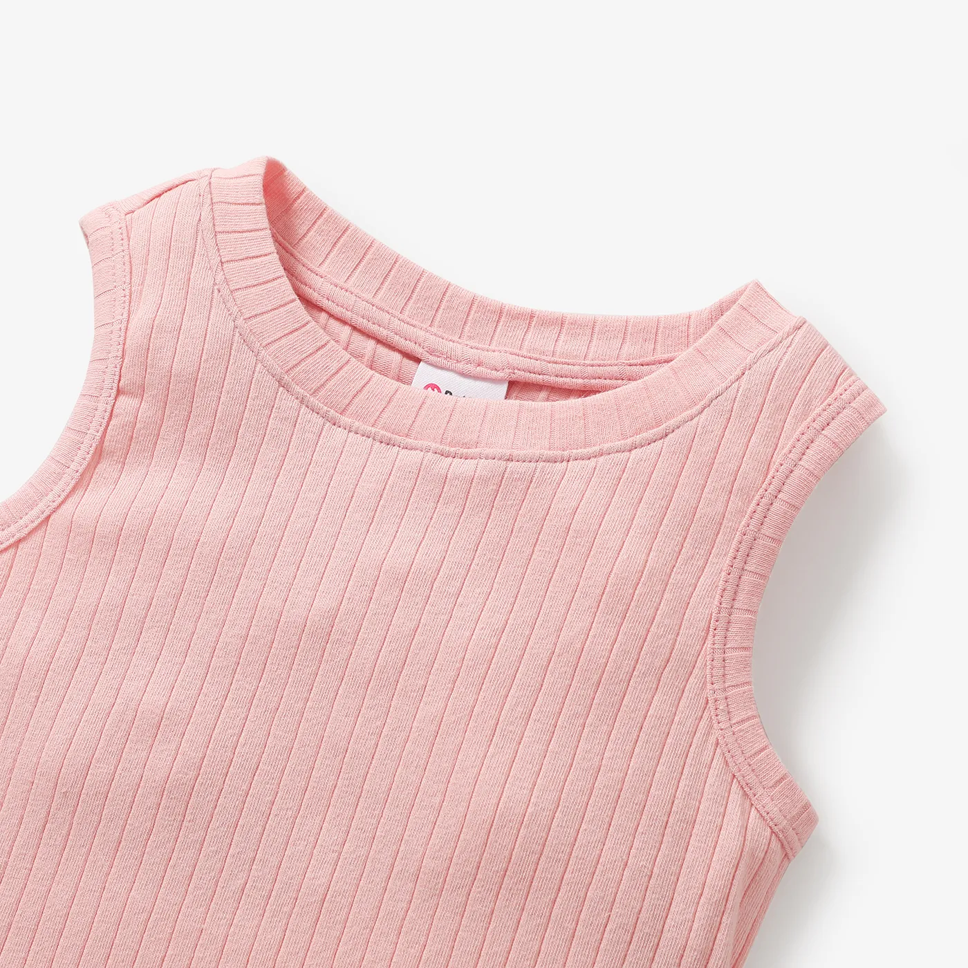 Toddler Girl Solid Color Ribbed Sleeveless Cotton Dress Pink image 2