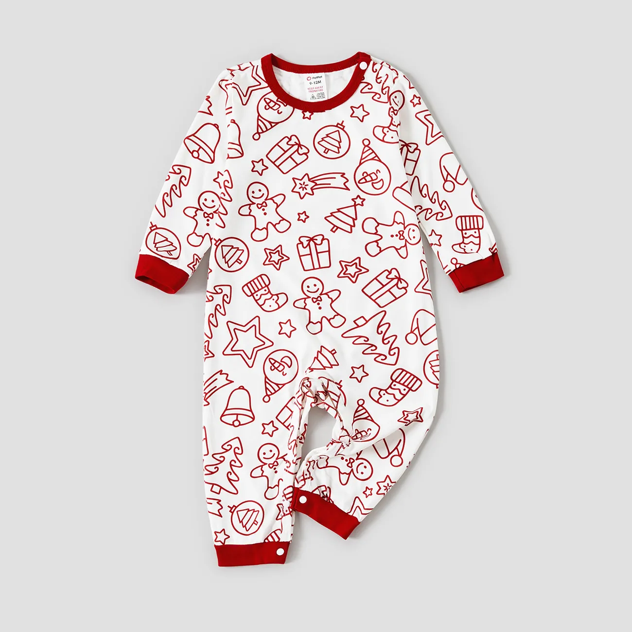 Christmas Cute Cartoon Gingerbread Man Print Family Matching Pajamas Sets (Flame Resistant)  big image 1