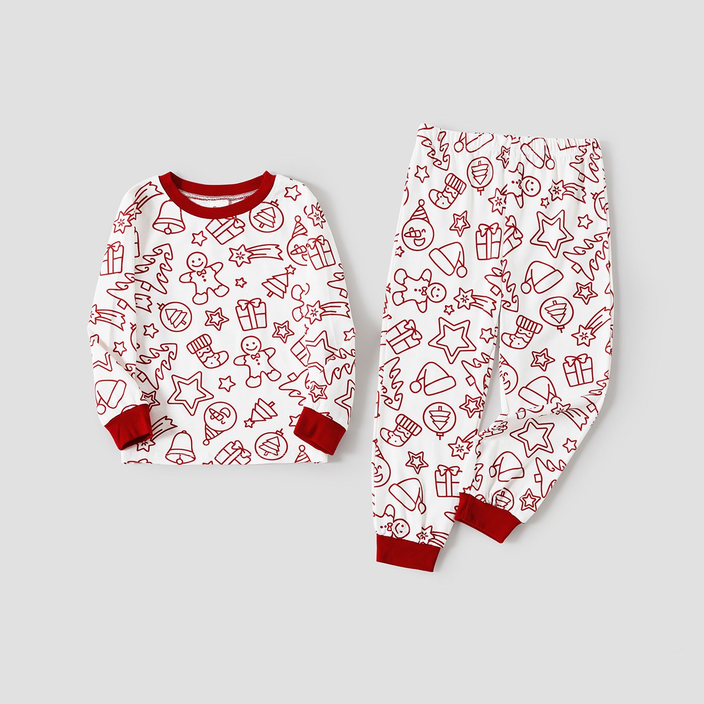 Christmas Cute Cartoon Gingerbread Man Print Family Matching Pajamas Sets (Flame Resistant)