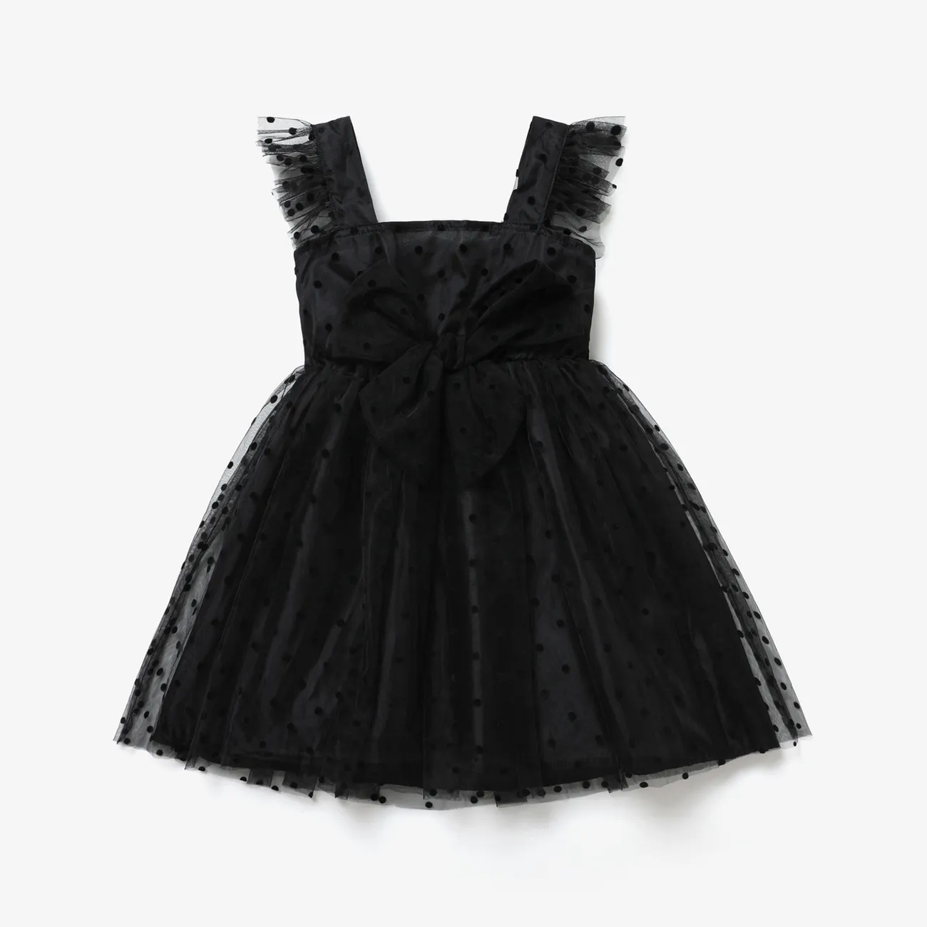 Criança Menina Mangas franzidas Bonito Vestidos Preto big image 1
