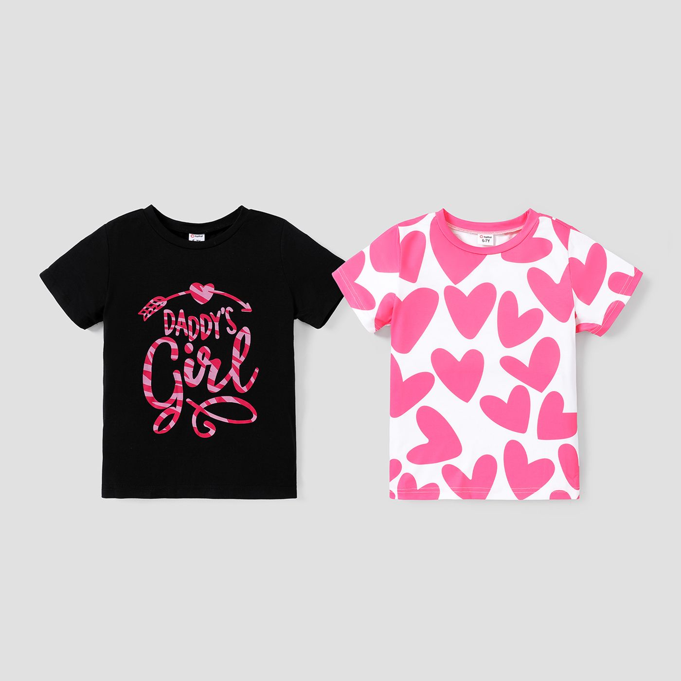 

Kid Girl Heart/Letter Print Short-sleeve Tee