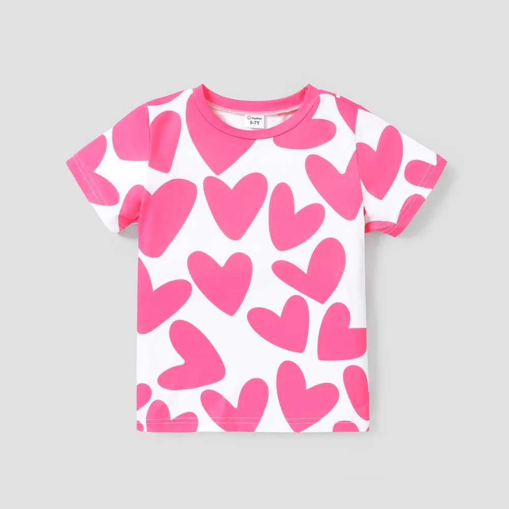 Kid Girl Heart/Letter Print Short-sleeve Tee big image 2