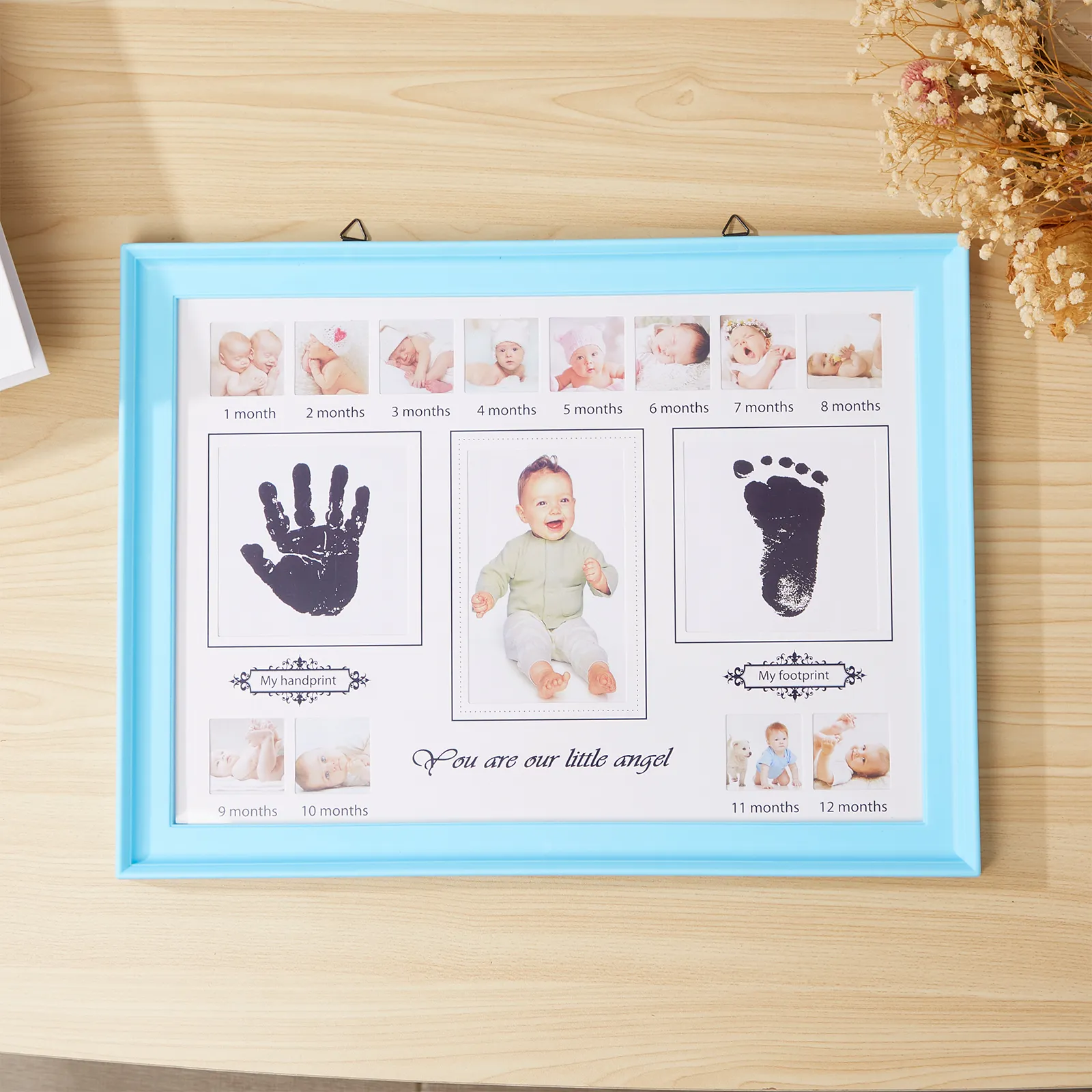 Baby's First-Year Photo Frame - Creative Memory Frame with Hand and Footprint Ink