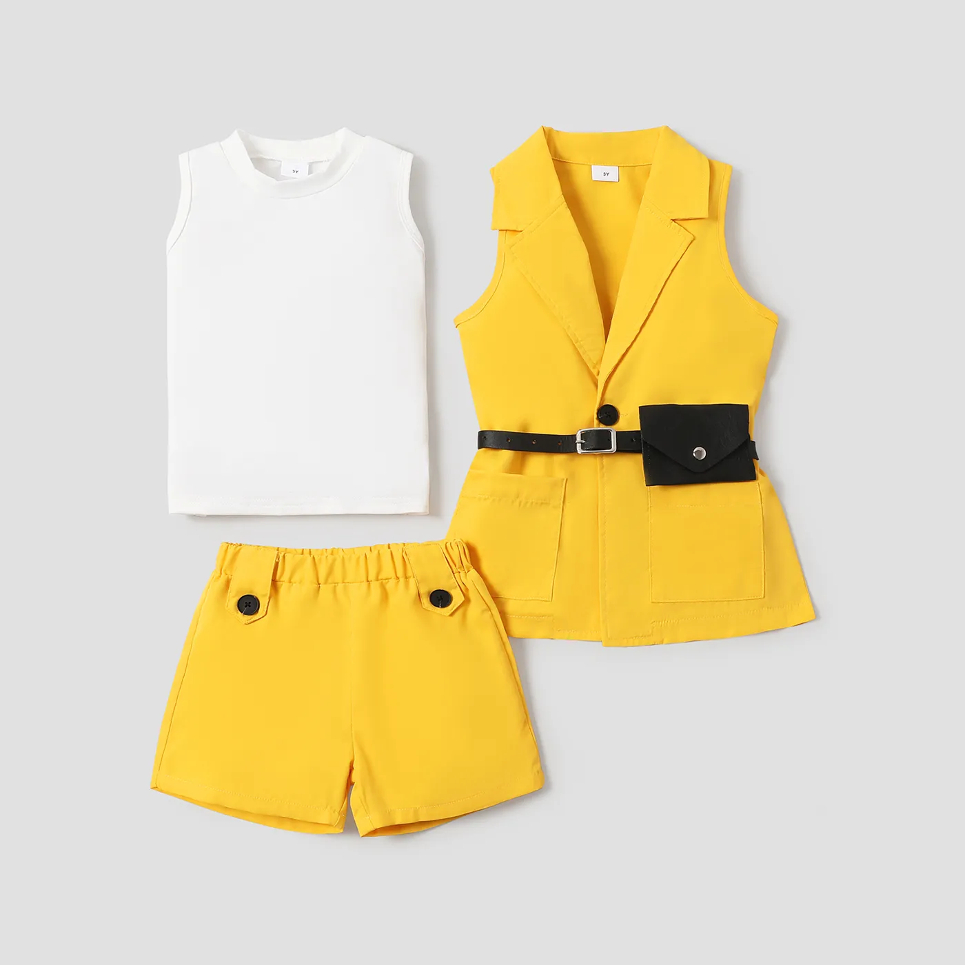 4 unidades Criança Menina Bolso cosido Avant-garde conjuntos de jaquetas  image 3