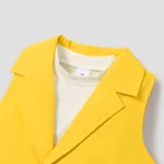 4pcs Toddler Girl Trendy Sleeveless Tee & Shorts & Lapel Collar Coat and Belted Waist Bag Set  image 4