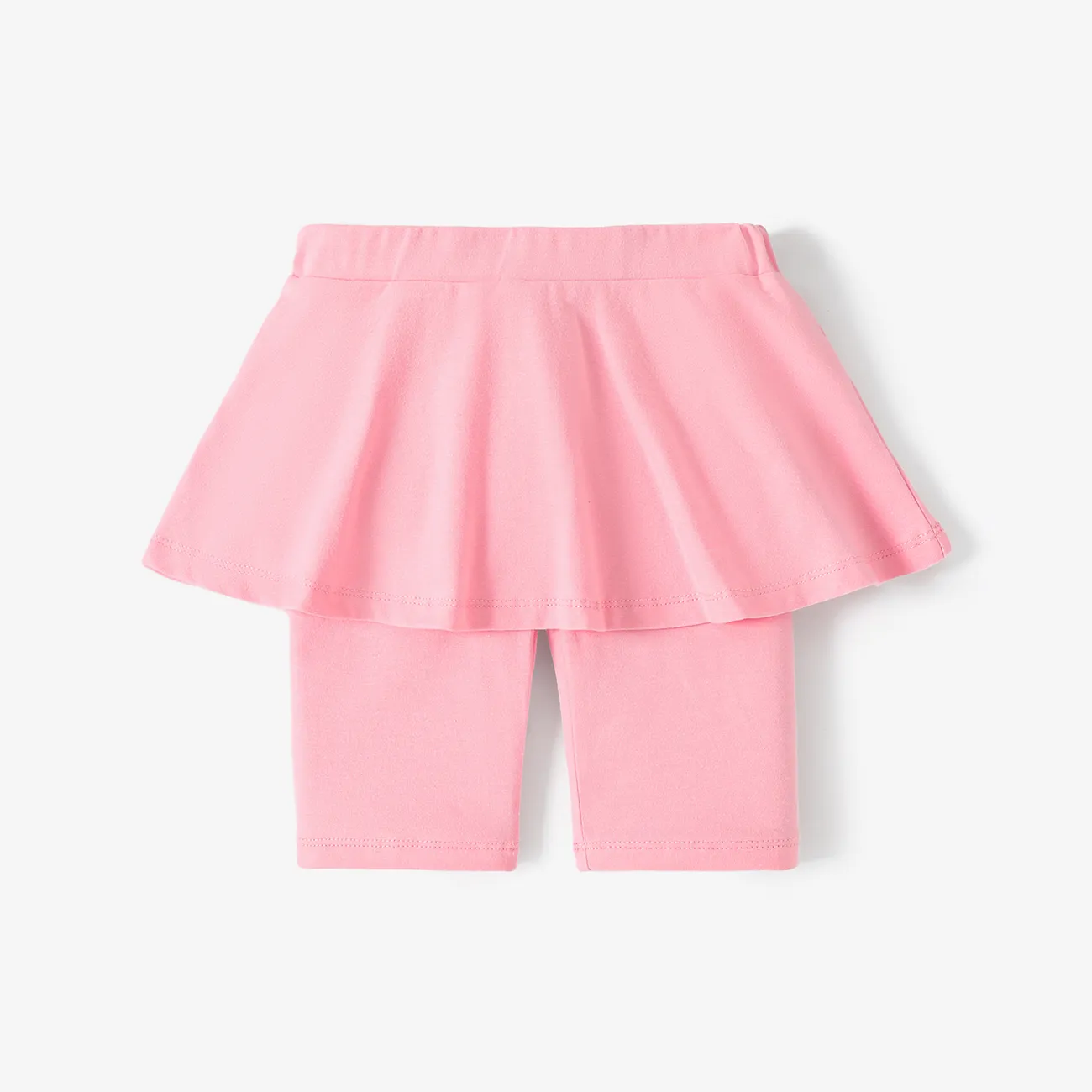 Toddler Girl Solid Ruffle Overlay 2 In 1 Leggings Shorts  Pink big image 1