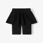 Toddler Girl Solid Ruffle Overlay 2 In 1 Leggings Shorts  Black