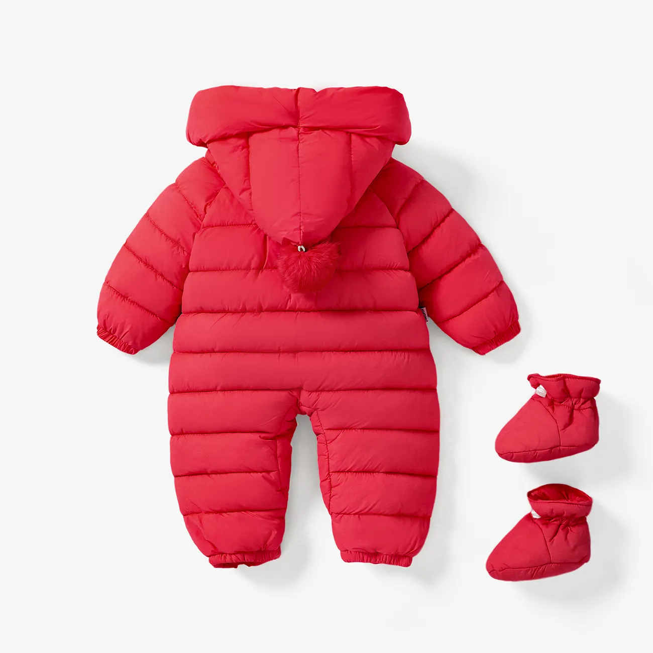 2PCS/1PCS Baby Boy/Girl Childlike Christmas Hooded Jumpsuit and Shoes Set  Red big image 1