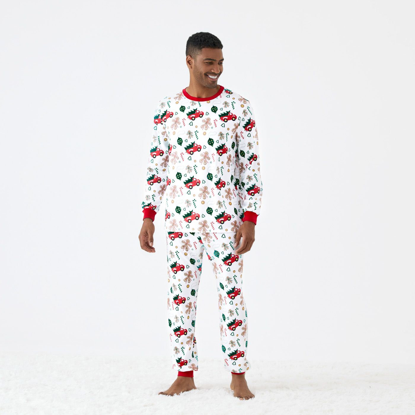 Ensemble Pyjama De Noël à épaisseur Moyenne Pour Famille (2 Pièces) En Mélange De Polyester / Spandex