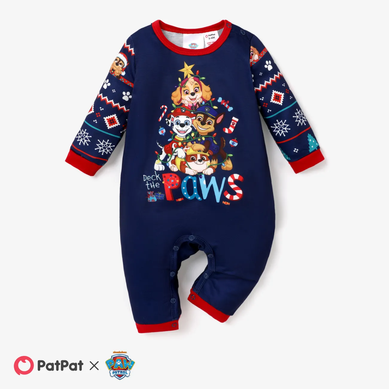 PAW Patrol Christmas Family Matching Character Allover Print Long-sleeve Pajamas Sets(Flame Resistant)  big image 1