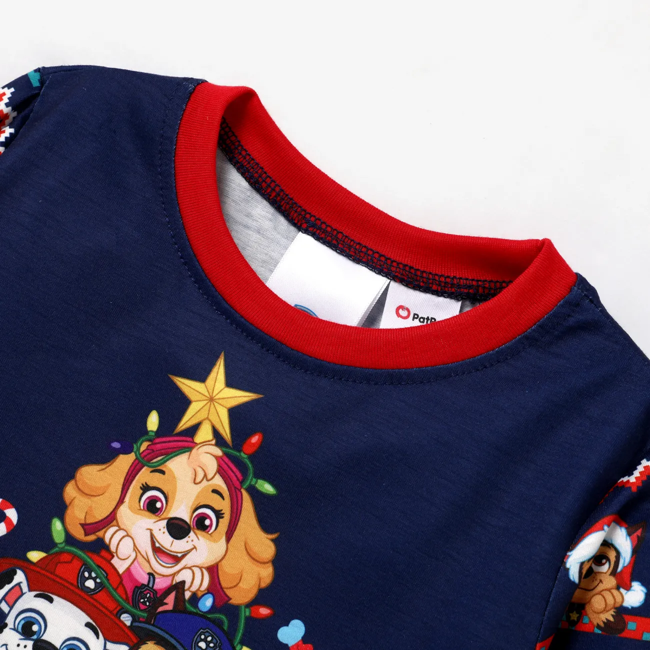 Patrulla de cachorros Navidad Looks familiares Manga larga Conjuntos combinados para familia Pijamas (Flame Resistant) azul profundo big image 1