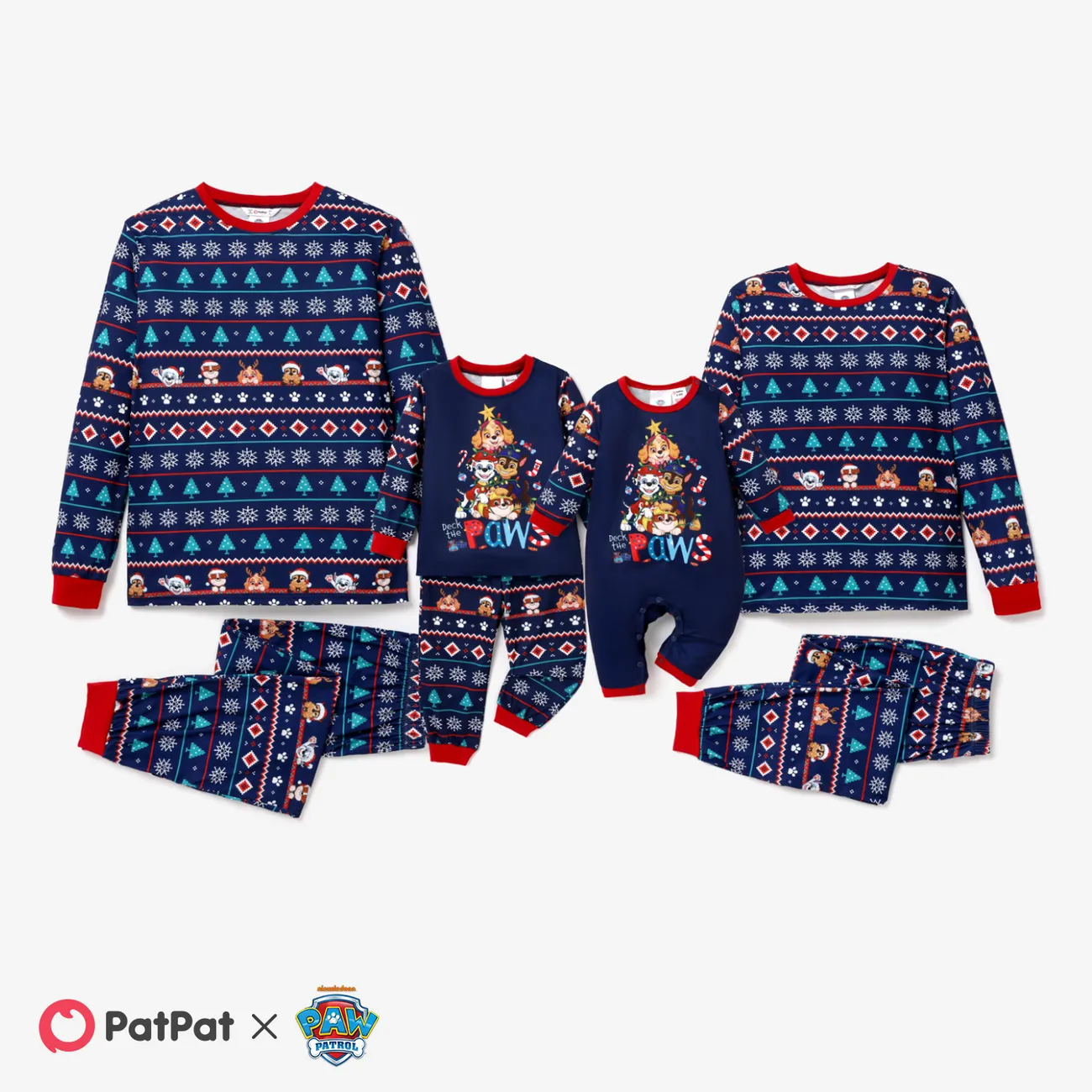Helfer auf vier Pfoten Weihnachten Familien-Looks Langärmelig Familien-Outfits Pyjamas (Flame Resistant) tiefes Blau big image 1