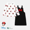 Disney Mickey and Friends Toddler Girl 2pcs Character Print Long-sleeve Bodysuit and Bow Decor Floral Print Skirt Set  image 1